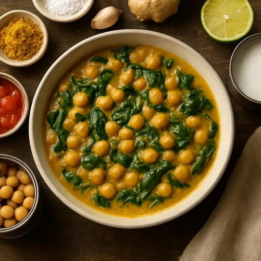 Coconut Chickpea and Spinach Curry