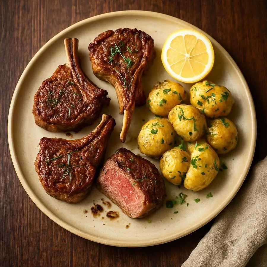 Rosemary Lamb Chops with Crushed Potatoes