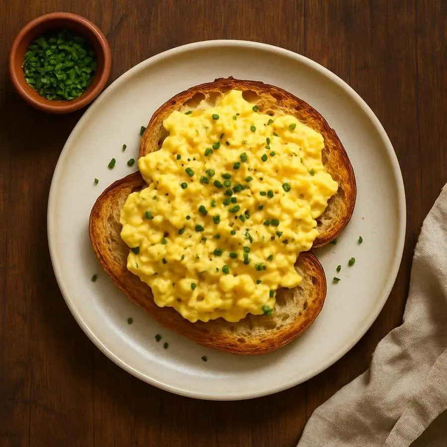 Soft Scrambled Eggs on Toast
