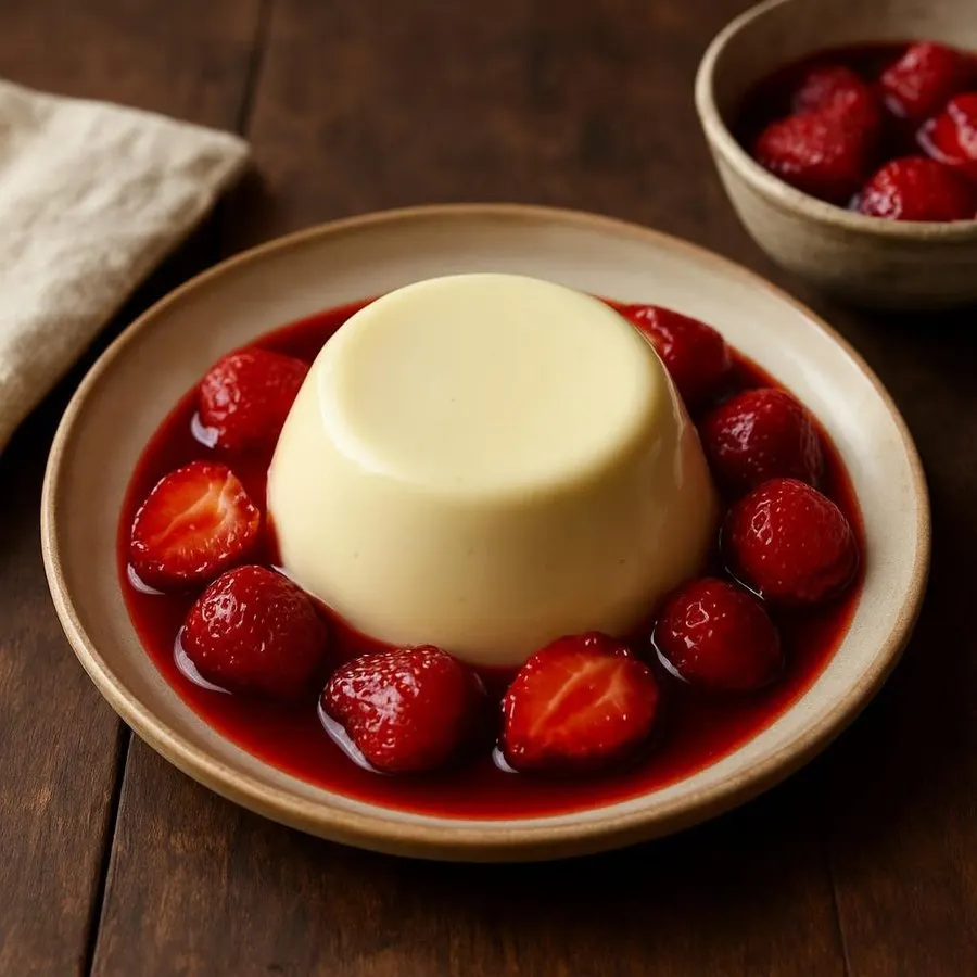 Vanilla Panna Cotta with Roasted Strawberries